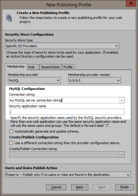 Configuring an IIS Publishing Profile